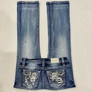 Miss Me Blue Boot Cut Jeans with Silver Accents